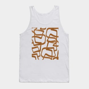 Simple Minimalist Abstract Woby lines Earth Tones Pattern Tank Top